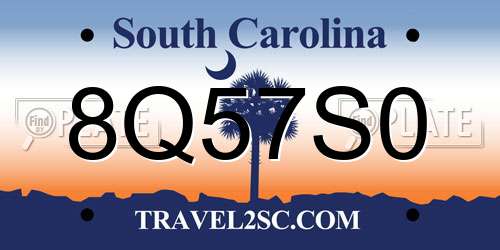 8Q57S0 South Carolina License Plate