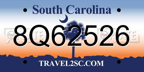 8Q62526 South Carolina License Plate
