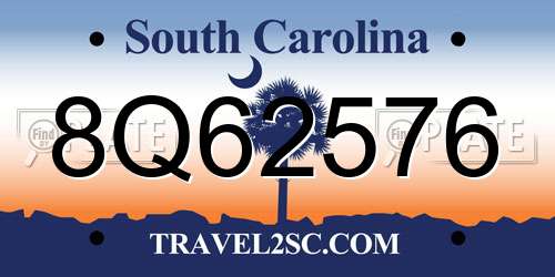 8Q62576 South Carolina License Plate