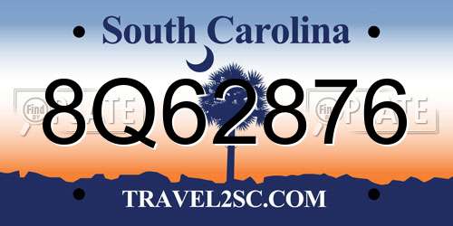 8Q62876 South Carolina License Plate