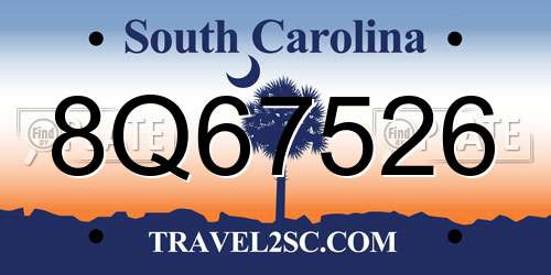 8Q67526 South Carolina License Plate