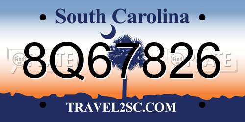 8Q67826 South Carolina License Plate