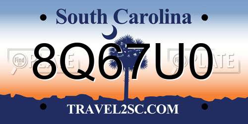 8Q67U0 South Carolina License Plate