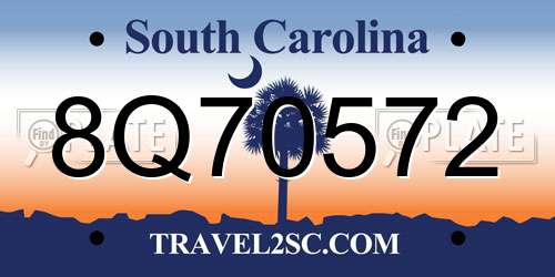 8Q70572 South Carolina License Plate