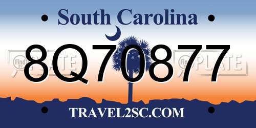8Q70877 South Carolina License Plate
