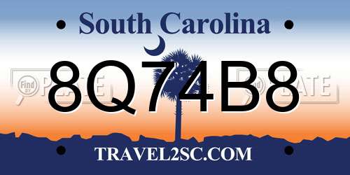 8Q74B8 South Carolina License Plate