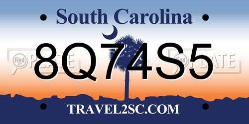 8Q74S5 South Carolina License Plate