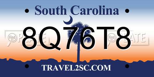 8Q76T8 South Carolina License Plate