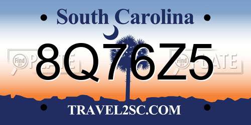 8Q76Z5 South Carolina License Plate