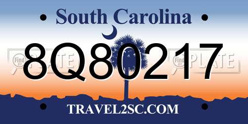 8Q80217 South Carolina License Plate