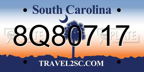 8Q80717 South Carolina License Plate