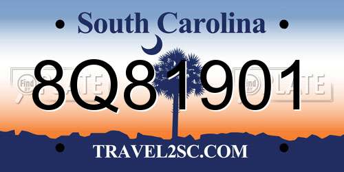 8Q81901 South Carolina License Plate