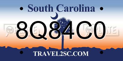 8Q84C0 South Carolina License Plate
