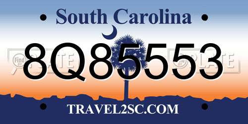 8Q85553 South Carolina License Plate
