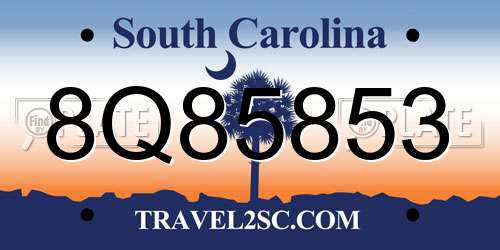 8Q85853 South Carolina License Plate
