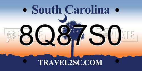 8Q87S0 South Carolina License Plate