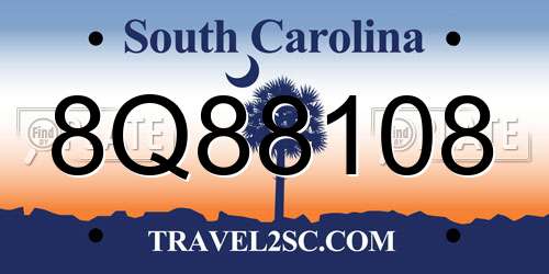 8Q88108 South Carolina License Plate