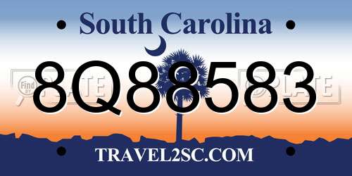 8Q88583 South Carolina License Plate