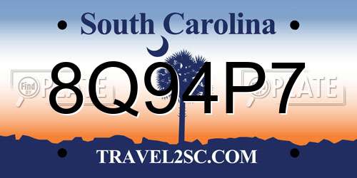 8Q94P7 South Carolina License Plate