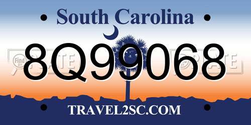 8Q99068 South Carolina License Plate