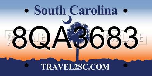 8QA3683 South Carolina License Plate