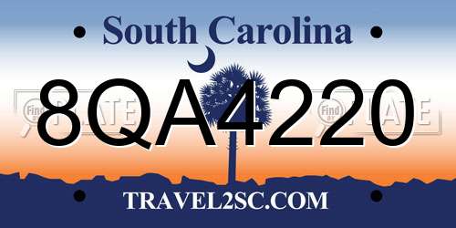 8QA4220 South Carolina License Plate