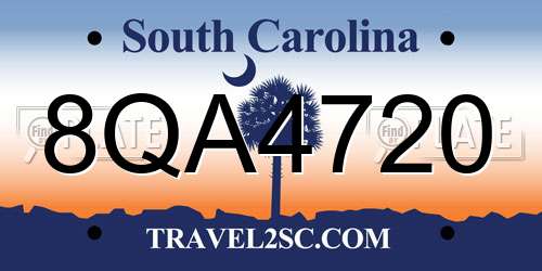 8QA4720 South Carolina License Plate