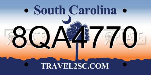 8QA4770 South Carolina License Plate