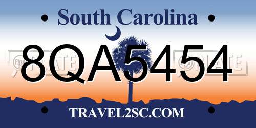 8QA5454 South Carolina License Plate