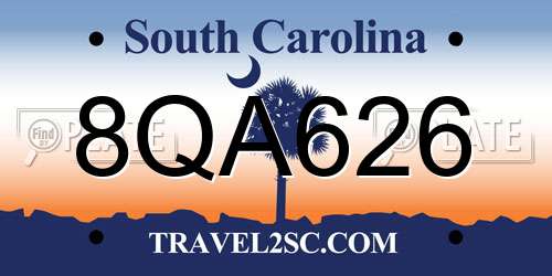 8QA626 South Carolina License Plate