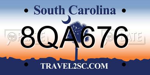 8QA676 South Carolina License Plate