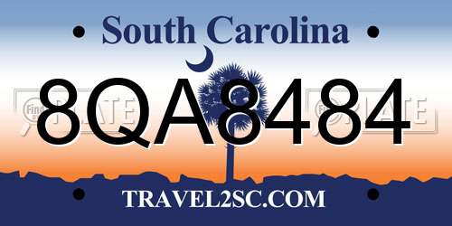 8QA8484 South Carolina License Plate