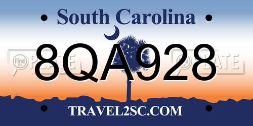 8QA928 South Carolina License Plate