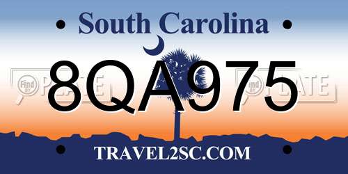 8QA975 South Carolina License Plate