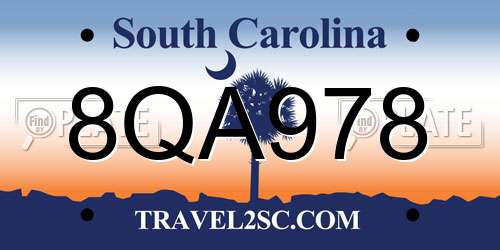 8QA978 South Carolina License Plate