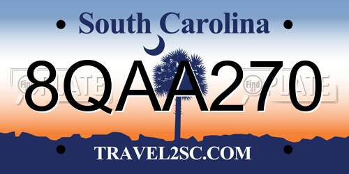8QAA270 South Carolina License Plate