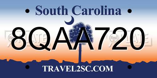 8QAA720 South Carolina License Plate