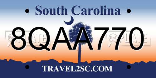 8QAA770 South Carolina License Plate