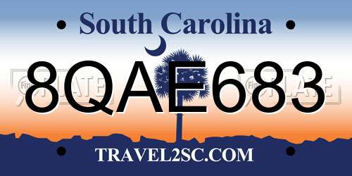 8QAE683 South Carolina License Plate