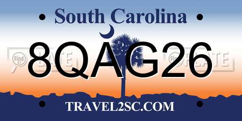 8QAG26 South Carolina License Plate