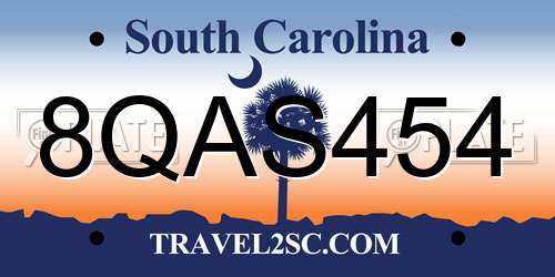 8QAS454 South Carolina License Plate
