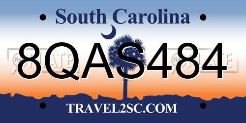 8QAS484 South Carolina License Plate