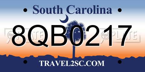 8QB0217 South Carolina License Plate