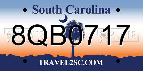 8QB0717 South Carolina License Plate
