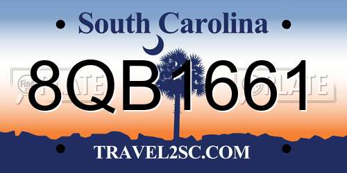 8QB1661 South Carolina License Plate