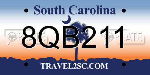 8QB211 South Carolina License Plate