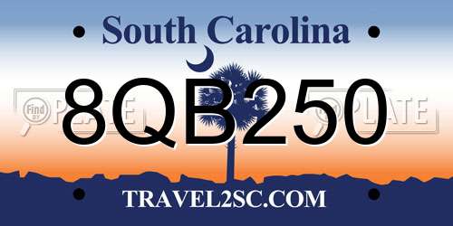 8QB250 South Carolina License Plate