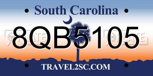 8QB5105 South Carolina License Plate