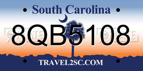 8QB5108 South Carolina License Plate