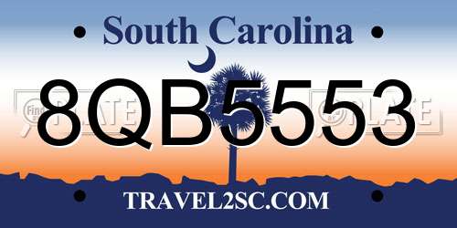 8QB5553 South Carolina License Plate